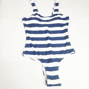 Seartist Womens Large Blue White Striped Onepiece
